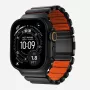 NOMAD Stratos Band - Titāna aproce Apple Watch 49mm ar FKM (Melnais titāns, Ultra oranžs FKM)