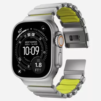NOMAD Stratos Band - Titāna aproce Apple Watch 49mm ar FKM (Dabīgais titāns, Volt FKM)