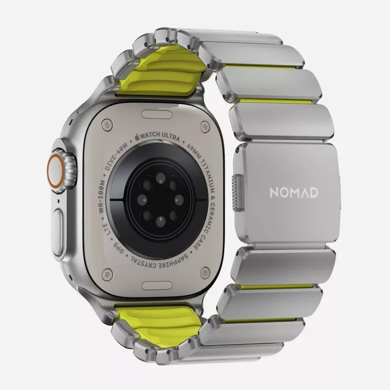NOMAD Stratos Band - Titāna aproce Apple Watch 49mm ar FKM (Dabīgais titāns, Volt FKM)