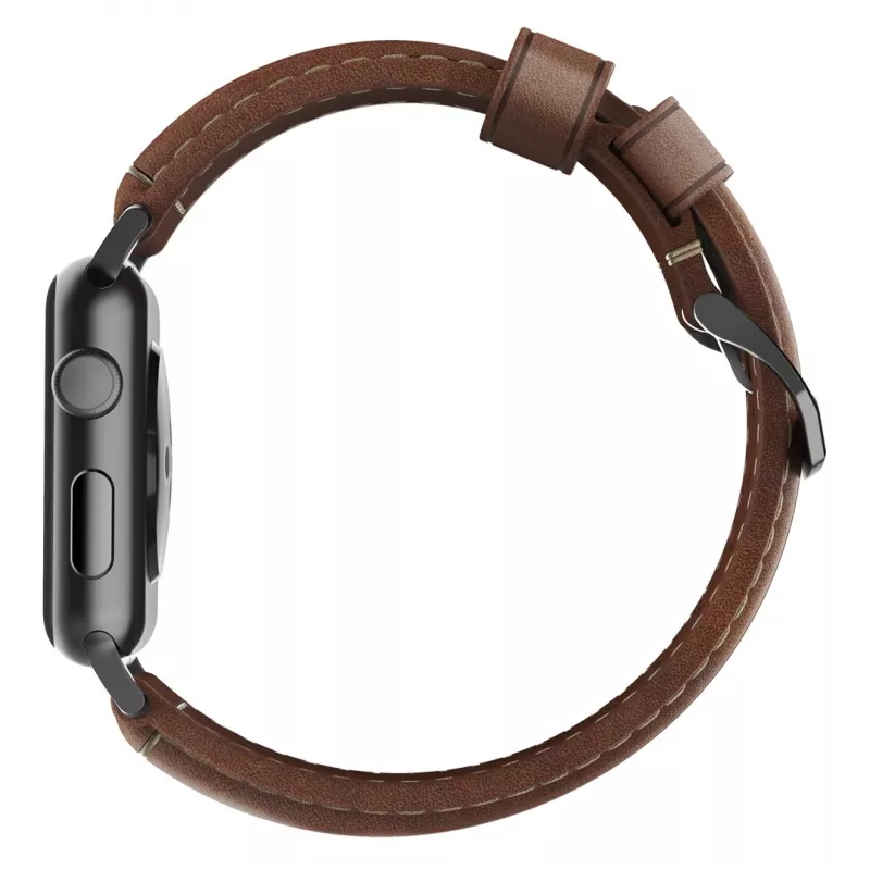 NOMAD Traditional Band - Horween ādas siksniņa Apple Watch 46mm/49mm, rūsgani brūna, melna aparatūra