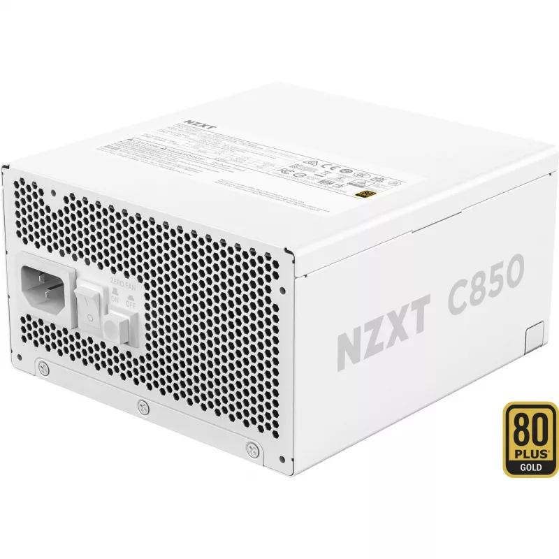 NZXT C850 Gold ATX 3.1 pilnībā modulārs barošanas bloks - 850W, 80 PLUS Gold, balts