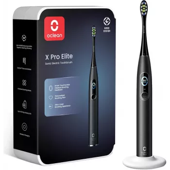 Oclean X Pro Elite skaņas elektriskā zobu birste – 42,000 VPM, Bluetooth 5.0, AI viedā analīze, IPX7 ūdensizturīga, melna