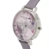 Olivia Burton Enchanted Garden sieviešu pulkstenis OB16EM05 - 38mm rozā zelta nerūsējošā tērauda korpuss, balts ziedu ciparnīca, ūdeļpelēka ādas siksniņa