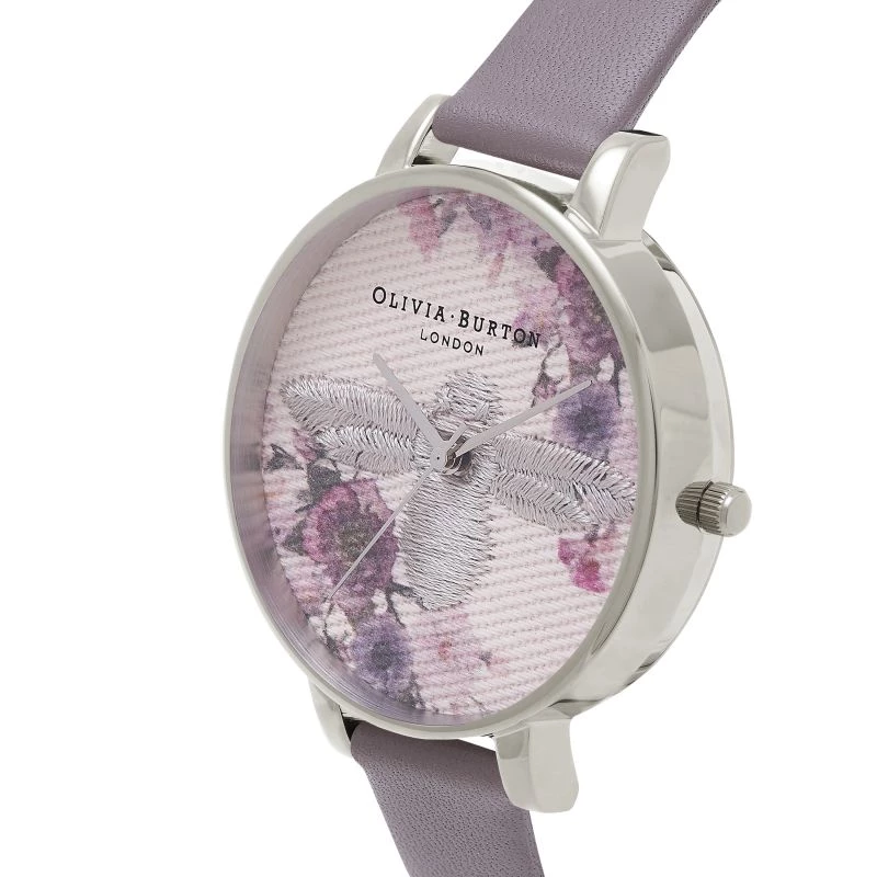 Olivia Burton Enchanted Garden sieviešu pulkstenis OB16EM05 - 38mm rozā zelta nerūsējošā tērauda korpuss, balts ziedu ciparnīca, ūdeļpelēka ādas siksniņa