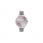Olivia Burton Enchanted Garden sieviešu pulkstenis OB16EM05 - 38mm rozā zelta nerūsējošā tērauda korpuss, balts ziedu ciparnīca, ūdeļpelēka ādas siksniņa