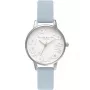 Olivia Burton Sieviešu abstraktais ziedu pulkstenis OB16AR03 30 mm Rožu zelts Nerūsējošais tērauds Pelēka āda