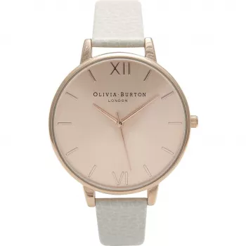 Olivia Burton Sieviešu Lielā Ciparnīca Kvarca Pulkstenis OB13BD11 - 38mm Roze Zelts & Pelēka Āda