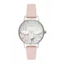 OLIVIA BURTON Sieviešu Celestial kvarca pulkstenis 30 mm rozā zelta nerūsējošais tērauds pelēka āda OB16GH09