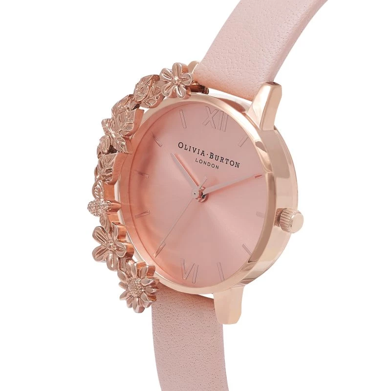 Olivia Burton Sieviešu Celestial kvarca rokas pulkstenis 30 mm rozā zelta nerūsējošā tērauda siets OB16CB11