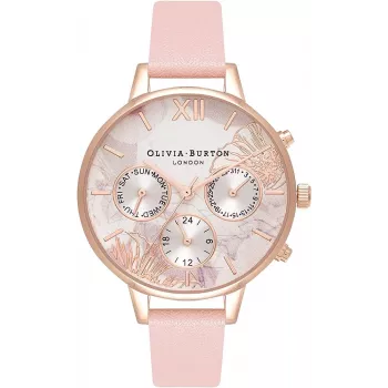 Olivia Burton Sieviešu Celestial Pulkstenis OB16CGS07 - 34mm Roze Zelts & Pelēka Āda