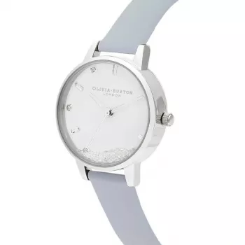 Olivia Burton Sieviešu Celestial Pulkstenis OB16SG07 - 30mm Rožu Zelta Toņa Nerūsējošā Tērauda Korpuss, Pelēka Ādas Siksniņa
