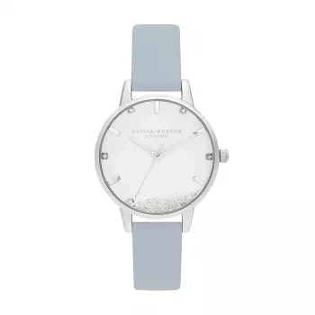 Olivia Burton Sieviešu Celestial Pulkstenis OB16SG07 - 30mm Rožu Zelta Toņa Nerūsējošā Tērauda Korpuss, Pelēka Ādas Siksniņa
