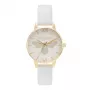 Olivia Burton Sieviešu Pulkstenis OB16FB24 - 30mm Balts Ziedu Ciparnīca, Sārti Rozā Ādas Siksniņa