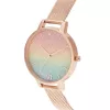 OLIVIA BURTON Sieviešu Rainbow Bee pulkstenis OB16RB18 - 34mm nerūsējošā tērauda korpuss, pelēka ādas siksniņa, balts ciparnīca ar varavīksnes bites motīvu, kvarca kustība