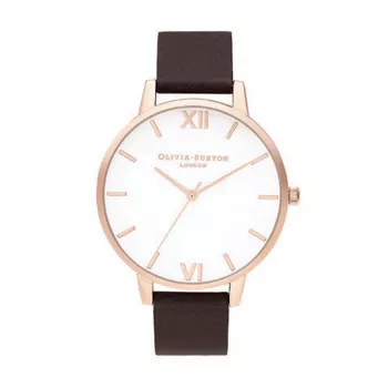 Olivia Burton Sieviešu pulkstenis Sparkle Bee OB16SH07 - 34mm rozā zelta toņa nerūsējošā tērauda korpuss, balts pērļu mātes ciparnīca, pelēka ādas siksniņa