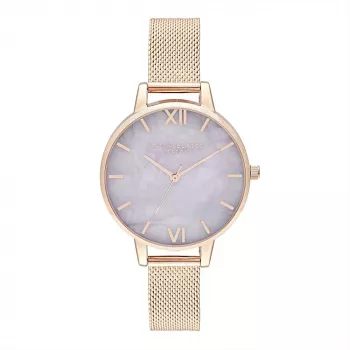 Olivia Burton Sieviešu Sparkle Bee Pulkstenis OB16SP16 - 34mm Sudraba Ciparnīca Pelēka Ādas Siksniņa
