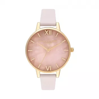 Olivia Burton Sieviešu Sparkle Bee Pulkstenis OB16SP20 - 34mm Pelēks Saules Staru Ciparnīca, Pelēka Ādas Siksniņa