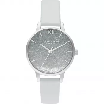 OLIVIA BURTON sieviešu pulkstenis Sparkle Butterfly Watch OB16US27 - 30 mm rozā zelta korpuss, pelēks ādas siksniņš