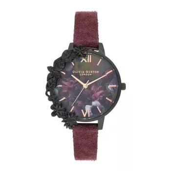 OLIVIA BURTON Sieviešu pulkstenis OB16AD44 Pelēka ādas siksniņa 34mm