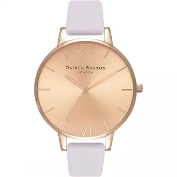 Olivia Burton Sieviešu Pulkstenis OB16BD110 38mm Rozā Zelts Nerūsējošais Tērauds Korpuss Pelēka Ādas Siksniņa