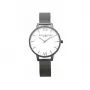 Olivia Burton Sieviešu Pulkstenis OB16BDW06 38mm - Balts Ciparnīca ar Ziedu Motīvu, Pelēka Ādas Siksniņa