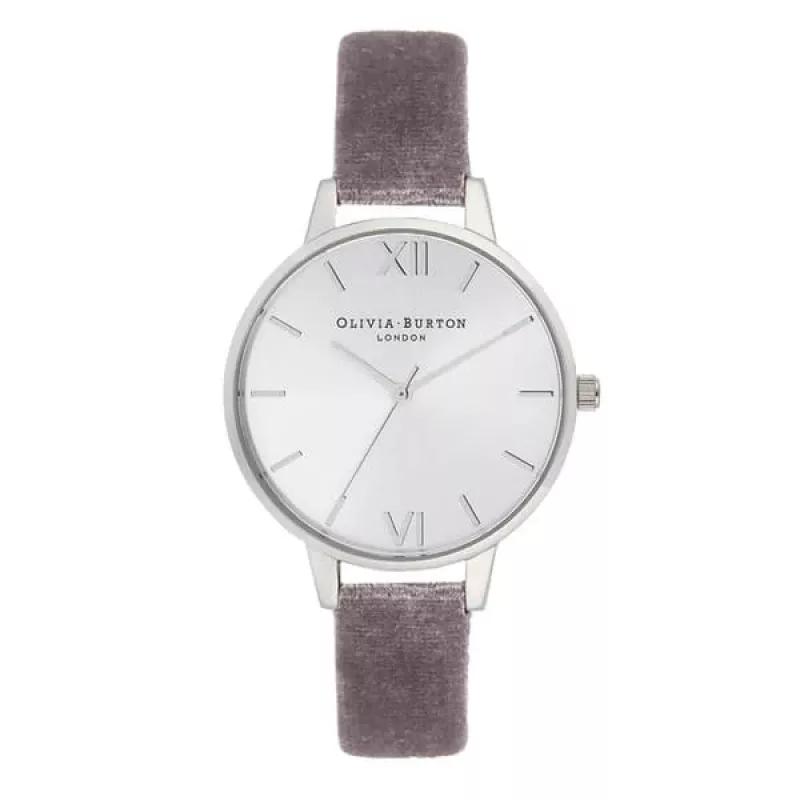 OLIVIA BURTON Sieviešu pulkstenis OB16DE04 34 mm Rožu zelta nerūsējošā tērauda korpuss Pelēka ādas siksniņa Kvarca analogs