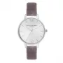 OLIVIA BURTON Sieviešu pulkstenis OB16DE04 34 mm Rožu zelta nerūsējošā tērauda korpuss Pelēka ādas siksniņa Kvarca analogs