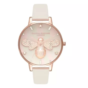 OLIVIA BURTON Sieviešu pulkstenis OB16GB10 34 mm Pelēks mirdzošs ciparnīca Ādas siksniņa