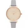 Olivia Burton Sieviešu Pulkstenis OB16GD45 34 mm Pelēks Mirdzošs Ciparnīca Roze Apzeltīts Nerūsējošais Tērauds Ādas Siksniņa
