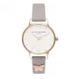 Olivia Burton Sieviešu Pulkstenis OB16MDW39 30mm Nerūsējošais Tērauds Āda Pelēks