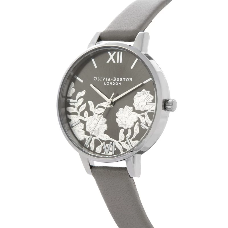 OLIVIA BURTON Sieviešu pulkstenis OB16MV96 34 mm Rozā zelta nerūsējošā tērauda korpuss Tumši zils debesu spīduma ciparnīca Melna ādas siksniņa Kvarca analogs