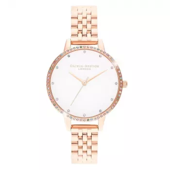 OLIVIA BURTON Sieviešu pulkstenis OB16RB21 34mm Rožu zelts Nerūsējošais tērauds Pelēka āda