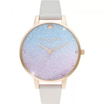 OLIVIA BURTON Sieviešu pulkstenis OB16US47 38 mm Roze Zelts Pelēka Āda