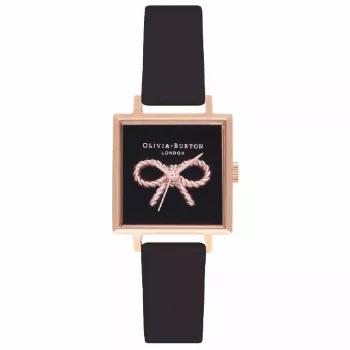 OLIVIA BURTON Sieviešu pulkstenis OB16VB03 22,5mm Rožu zelta pārklājuma nerūsējošā tērauda korpuss, pelēka ādas siksniņa
