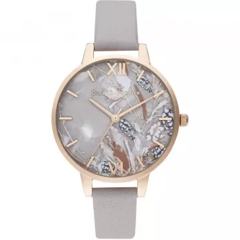 OLIVIA BURTON Sieviešu Pulkstenis OB16VM37 34mm Sudraba Saules Stari Ciparnīca Pelēka Ādas Siksniņa