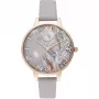 OLIVIA BURTON Sieviešu Pulkstenis OB16VM37 34mm Sudraba Saules Stari Ciparnīca Pelēka Ādas Siksniņa