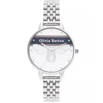 Olivia Burton Sieviešu Pulkstenis OB16VS07 (34 mm) - Rožu zelta toņa nerūsējošā tērauda korpuss, Pelēka ādas siksniņa