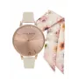 Olivia Burton Sieviešu Pulkstenis OBGSET51 30mm Roze Zelta Nerūsējošais Tērauds & Pelēka Āda
