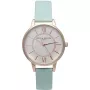 Olivia Burton Sieviešu Vēlmju Pulkstenis OB15WD47 - 34mm Rožu Zelta Nerūsējošā Tērauda Korpuss, Balts Ciparnīca ar Bišu Piekariņu, Pelēka Ādas Siksniņa