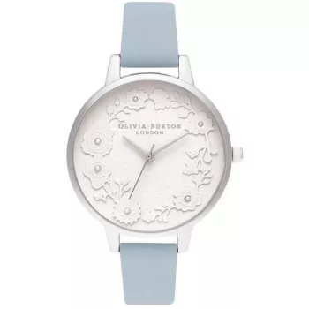 OLIVIA BURTON Sieviešu pulkstenis Wishing Watch OB16AR04 - 34mm nerūsējošā tērauda korpuss, pelēka ādas siksniņa, balts/sudraba ciparnīca ar debesu motīvu