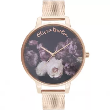 Olivia Burton Sieviešu Vēlmju Pulkstenis OB16WG22 - 38mm Roze Zelts & Pelēka Āda