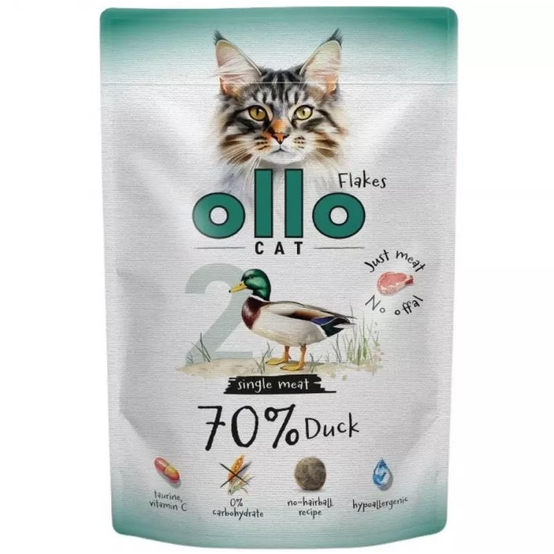 Ollo Kaķu paciņa Nr. 2 Pīle 85 g - pilnvērtīga mitrā barība mērcē