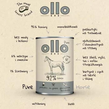 OLLO Pure Horse Mono mitrā suņu barība 850g
