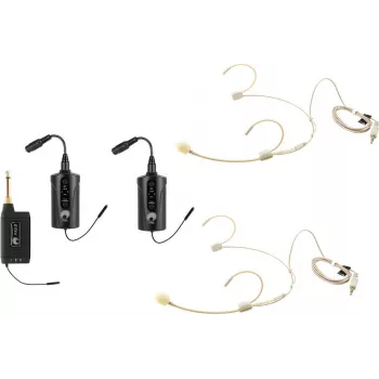 OMNITRONIC Set FAS TWO divkanālu UHF bezvadu mikrofonu sistēma ar 2 ķermeņa raidītājiem un galvas mikrofoniem (660-690 MHz) 20000971