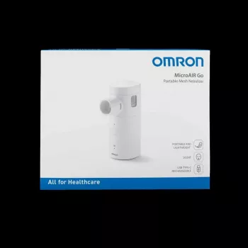 OMRON MicroAIR GO U300 Nebulizators - Pārnēsājams vibrējošā sieta nebulizators pieaugušajiem un bērniem, rokas, kluss <20 dB, iekļautas maskas un baterijas