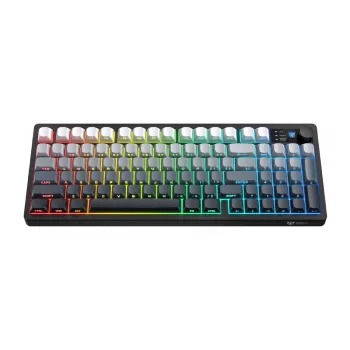 ONIKUMA MT902 2.4G bezvadu spēļu tastatūra, 60% kompakta 68 taustiņi, mehāniskie slēdži, RGB fona apgaismojums, karsti nomaināmi, melnbalts gradients