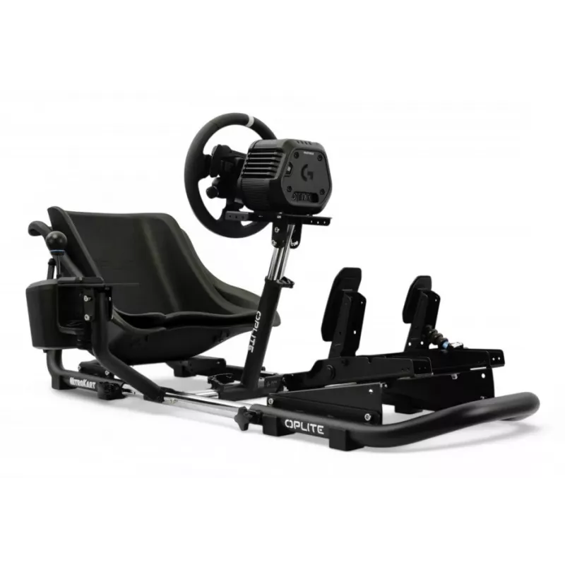 Oplite 104317 NitroKart V2 Racing Cockpit – Melna tērauda simreces karkass ar atgāžamu sacīkšu sēdekli