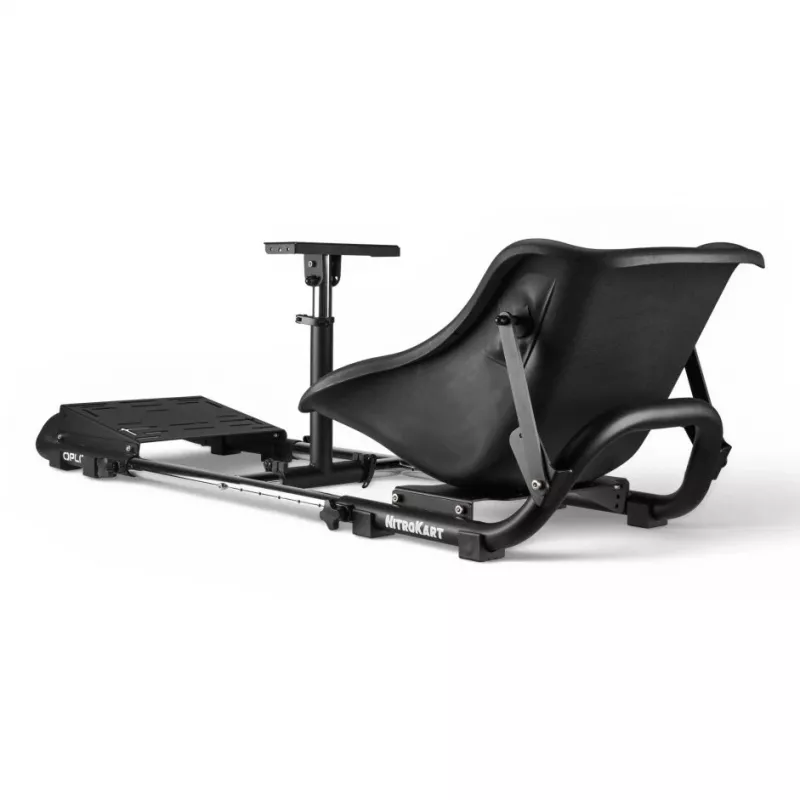 Oplite 104317 NitroKart V2 Racing Cockpit – Melna tērauda simreces karkass ar atgāžamu sacīkšu sēdekli