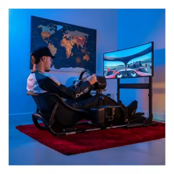 Oplite Nitrokart Monitor Stand V2 melns - viena monitora grīdas statīvs lidojumu un sacīkšu simulatoriem, līdz 49 collām, VESA 75x75 līdz 200x200, augstuma regulēšana 700-1000mm, slīpums/griešana/rotācija, tērauds