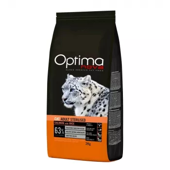 OPTIMANOVA Cat Adult Sterilised lasis un rīsi - sausā kaķu barība - 2kg